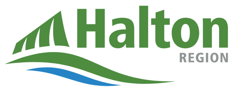 Halton Region logo with green hills and blue wave