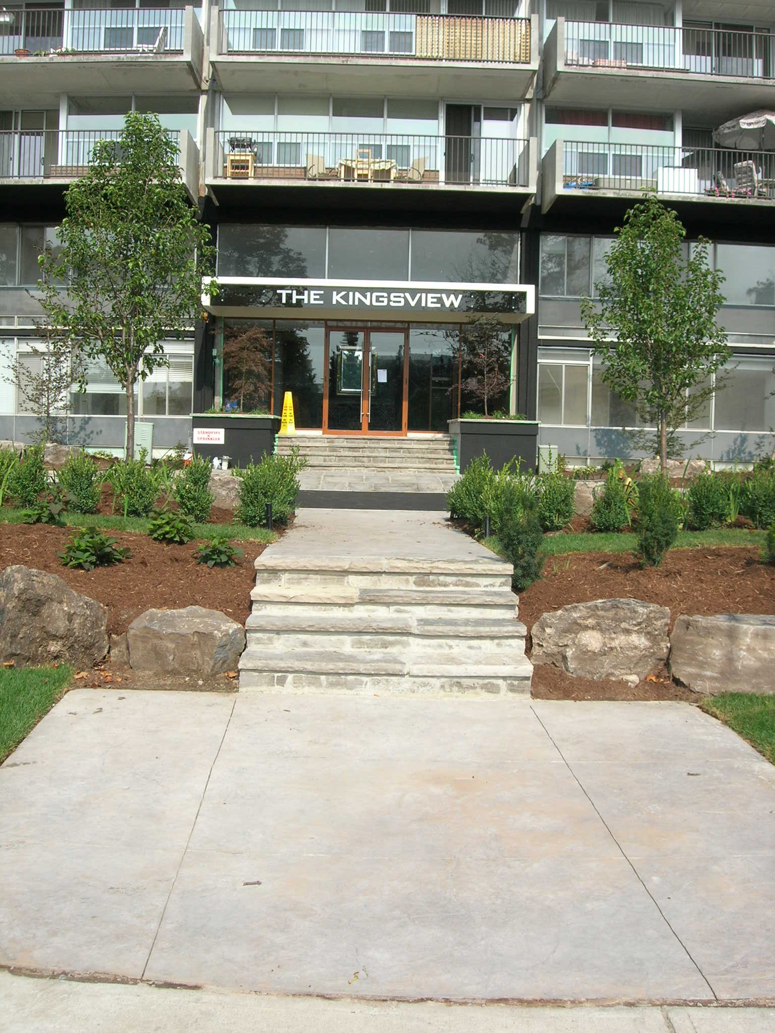 Entrance to The Kingsview apartment building