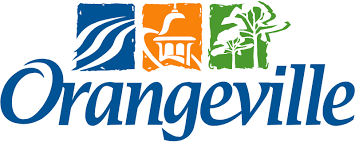 Orangeville logo with nature and town icons