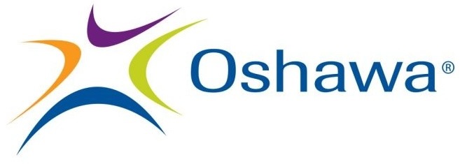 Oshawa logo with colorful abstract design.