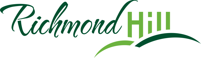 Richmond Hill logo with green text and hills.