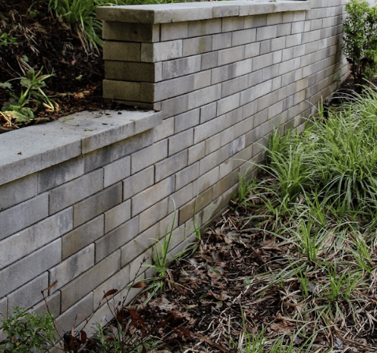 Garden with retaining wall and plants